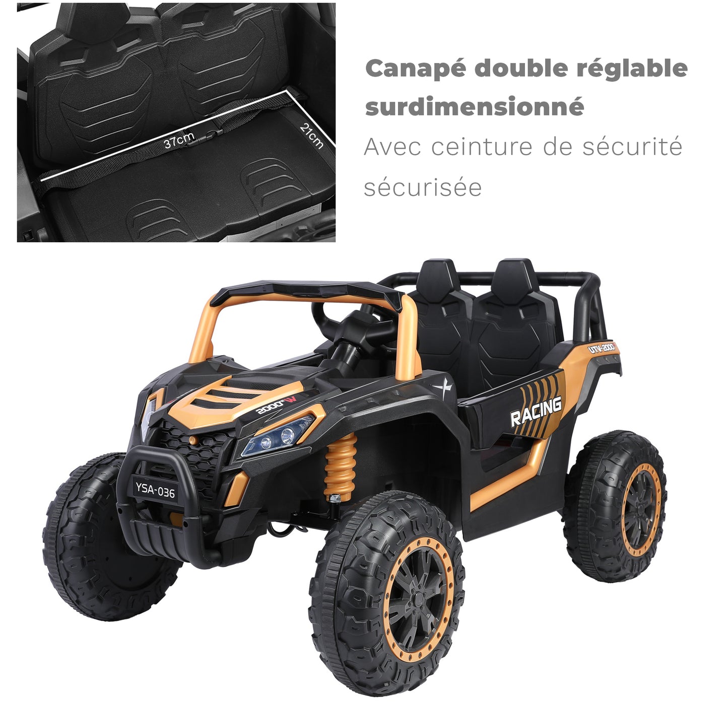 24-V-Elektroauto für Kinder, Allrad-Truck mit Fernbedienung, 6-Rad-Pickup-Truck für Kinder mit Sicherheitsgurt, Stauraum, Bluetooth, Rückfahrwarnung (Dunkelschwarz)
