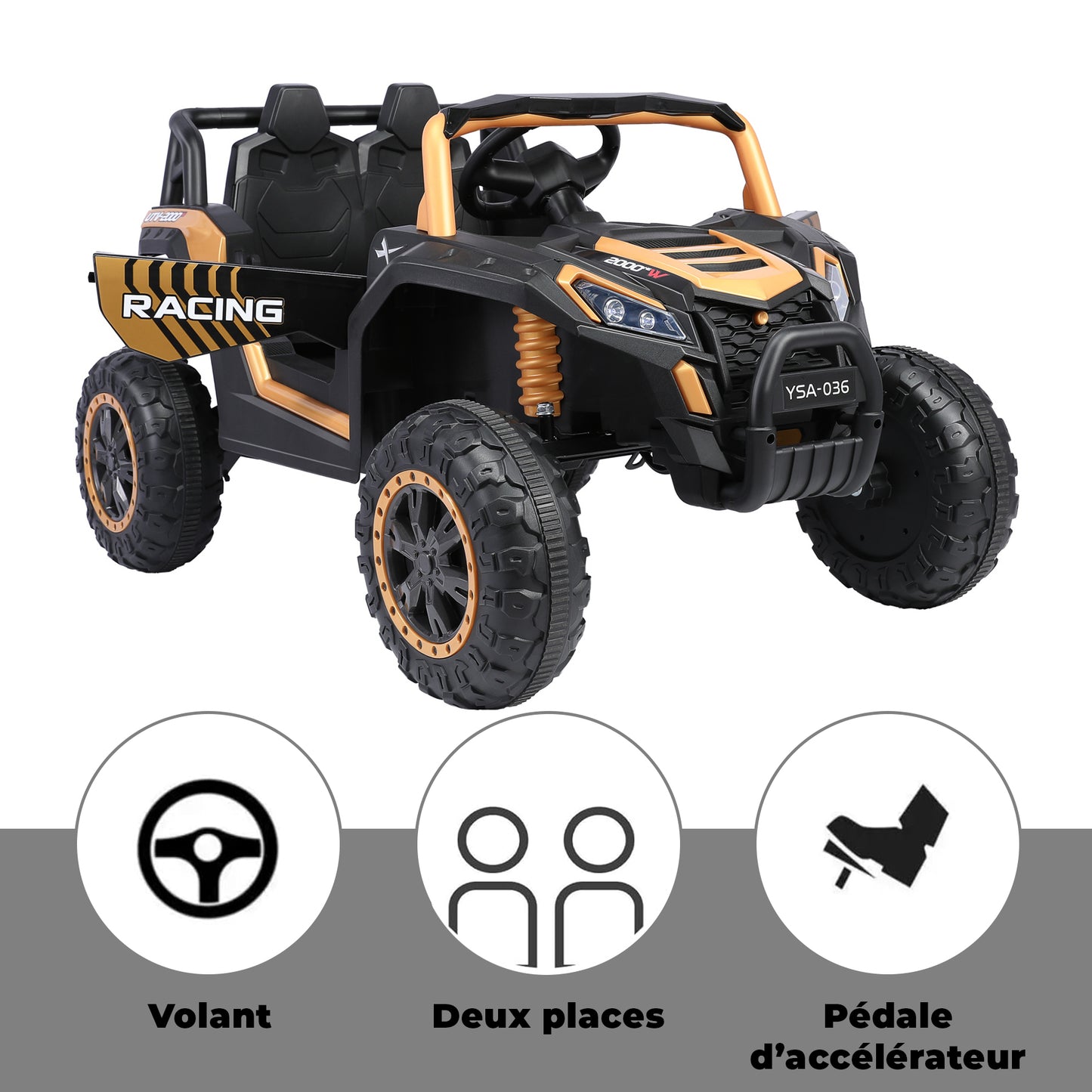24-V-Elektroauto für Kinder, Allrad-Truck mit Fernbedienung, 6-Rad-Pickup-Truck für Kinder mit Sicherheitsgurt, Stauraum, Bluetooth, Rückfahrwarnung (Dunkelschwarz)