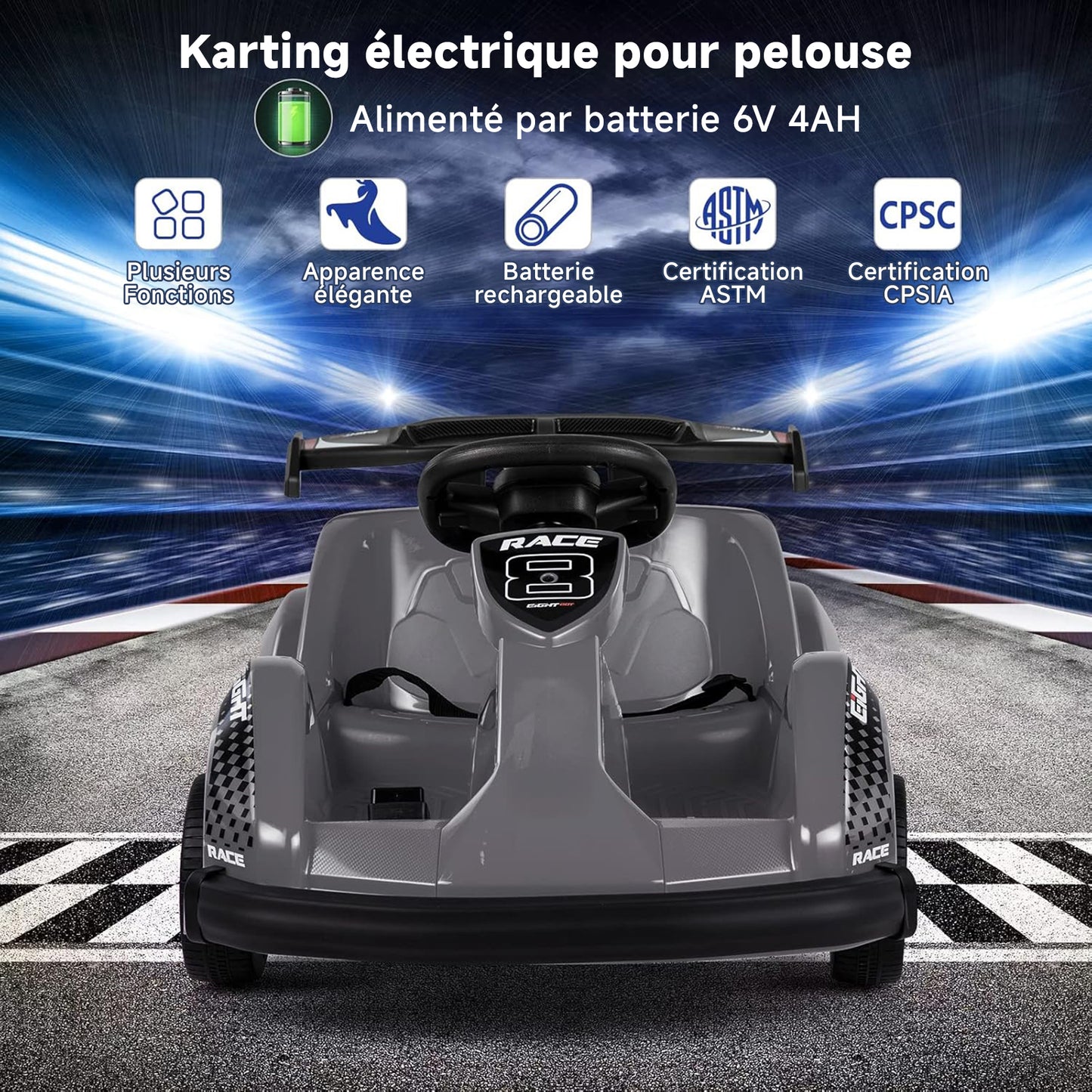 HOMEMIYN 6V Elektro-Kart mit Fernbedienung, Sicherheitsgurt & Musik für Kinder (Schwarz)