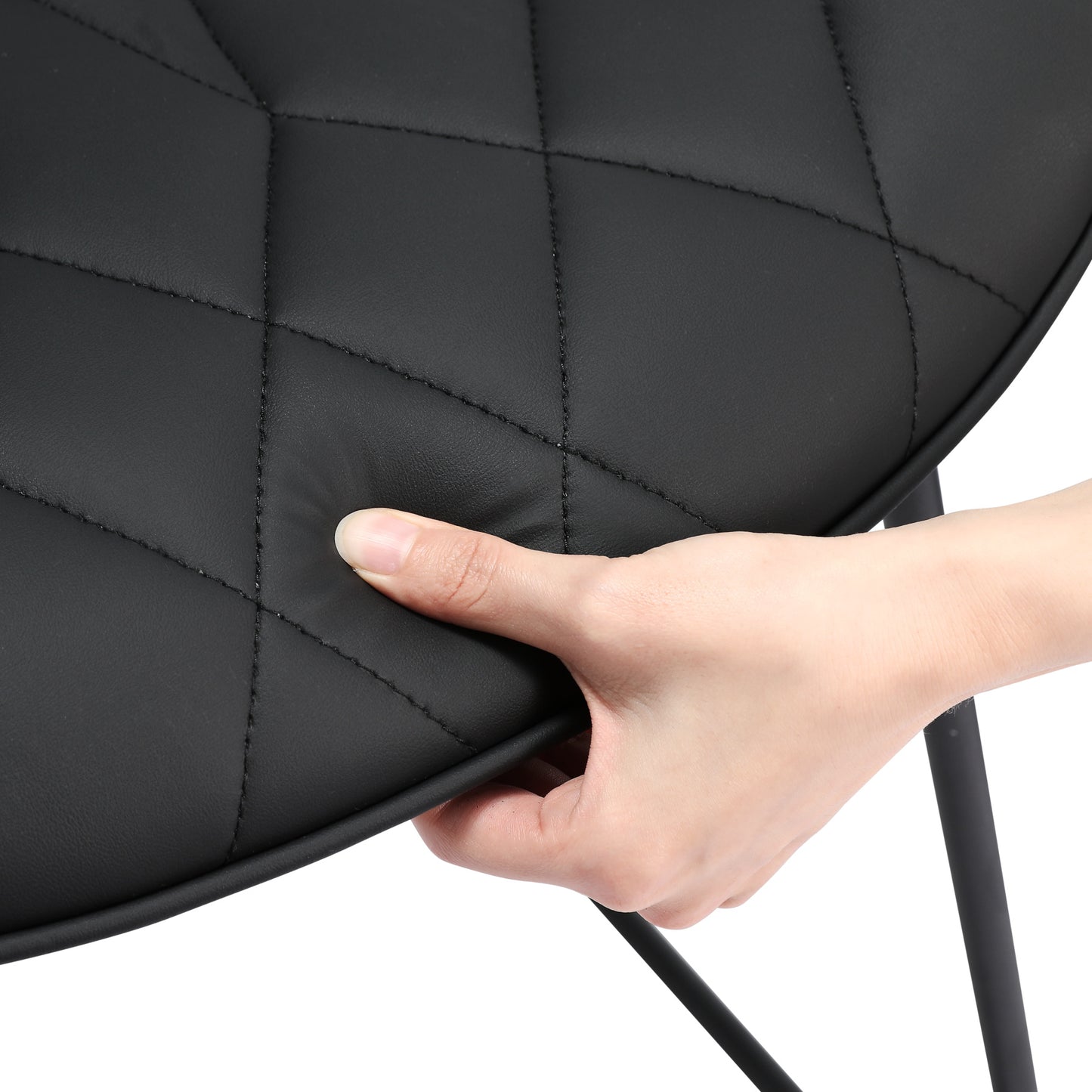 Banco de Bar em Pele de Gato - Diamond Quilted*2 HOMEMIYN (54x53x96 cm - preto)