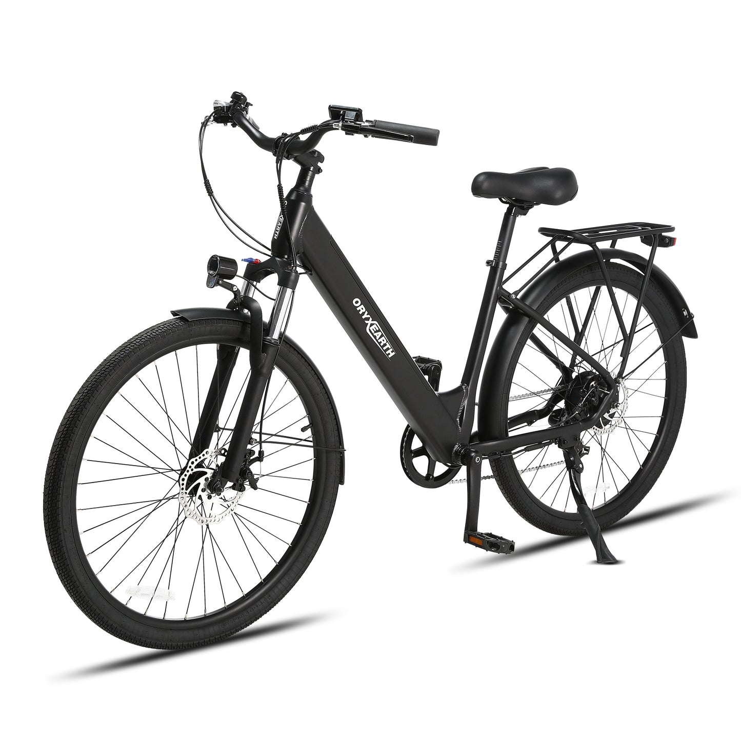 Fiets met Elektrische Ondersteuning Oryxearth City / Pedelec, SHIMANO 7 Versnellingen, Motor 250W, 5 Ondersteuningsmodi, Zwart.