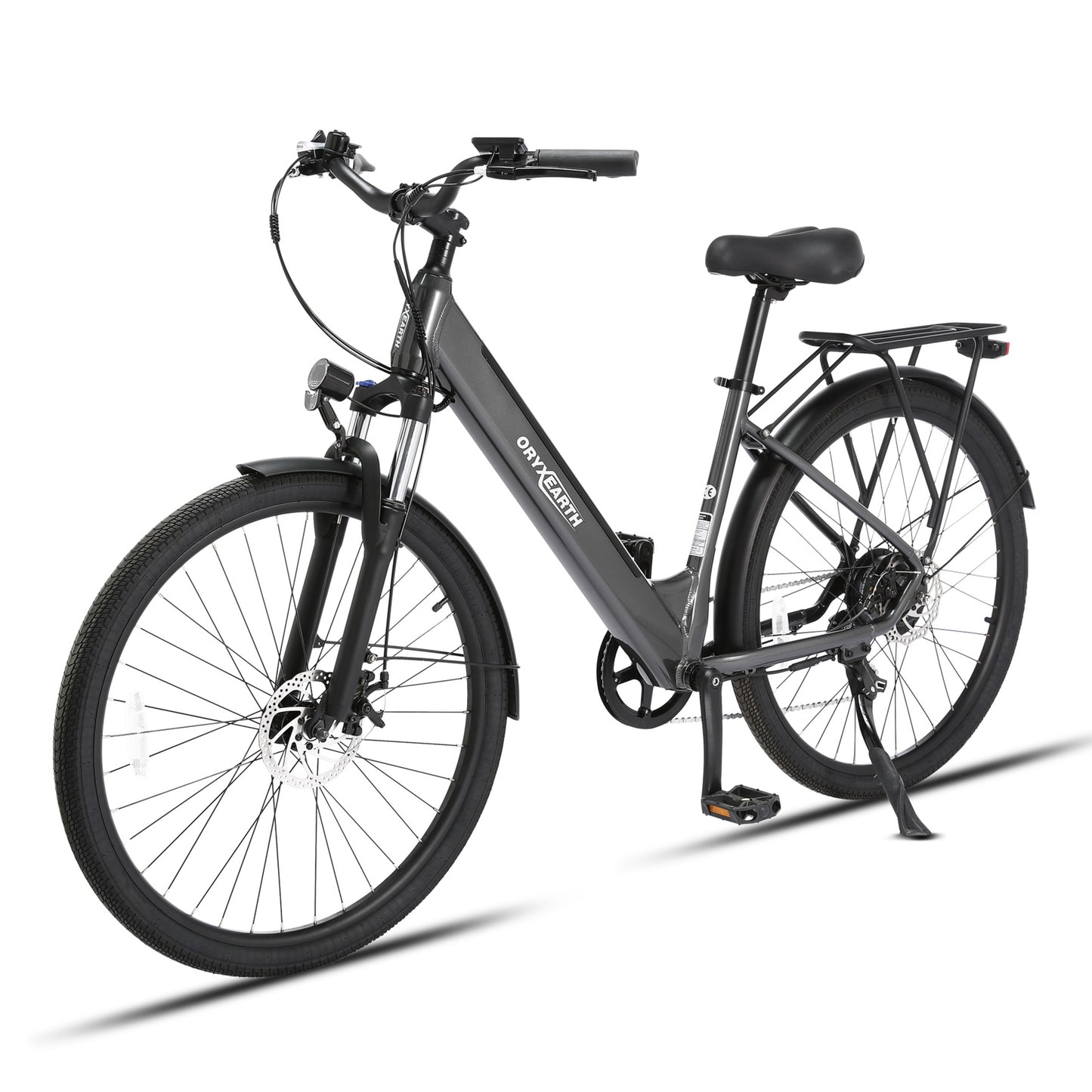 Bicicleta eléctrica urbana Oryxearth / Pedelec, SHIMANO 7 velocidades, motor de 250 W, 5 modos de asistencia, Gris.