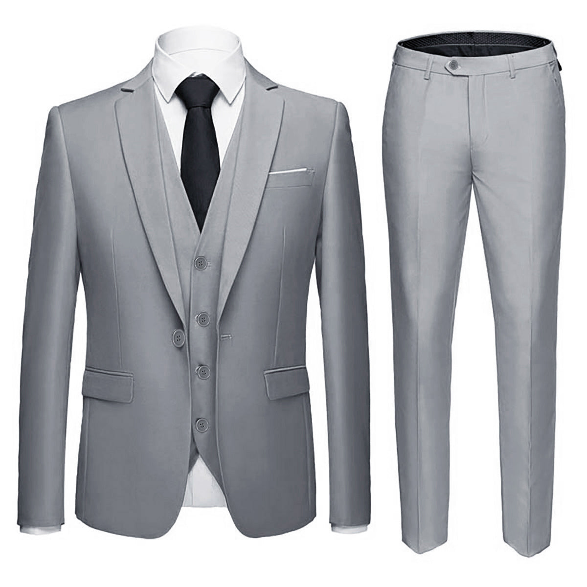 Cloudstyle Mens 3-Piece Suit Notched Lapel One Button Slim Fit Formal Jacket Vest Pants Set