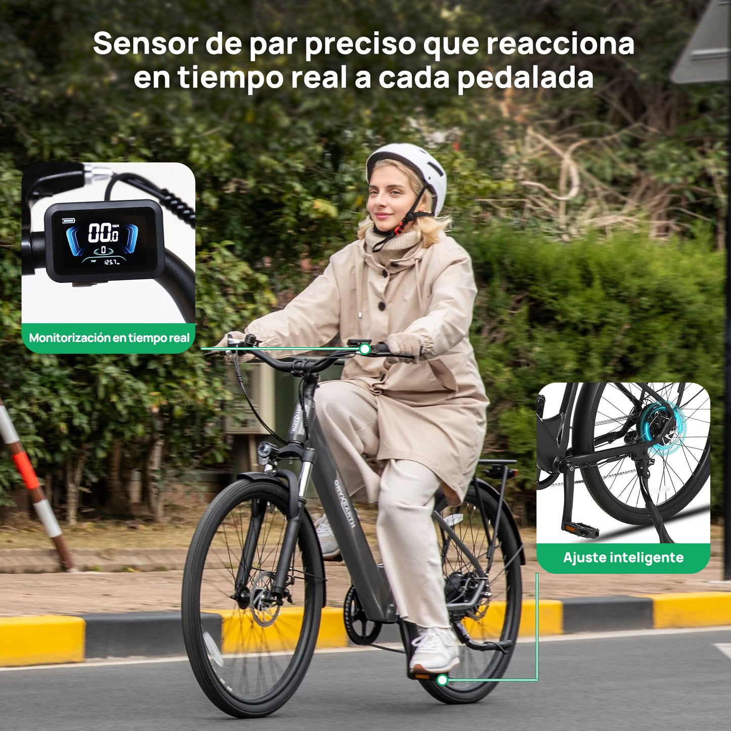 Bicicleta eléctrica urbana Oryxearth / Pedelec, SHIMANO 7 velocidades, motor de 250 W, 5 modos de asistencia, Gris.