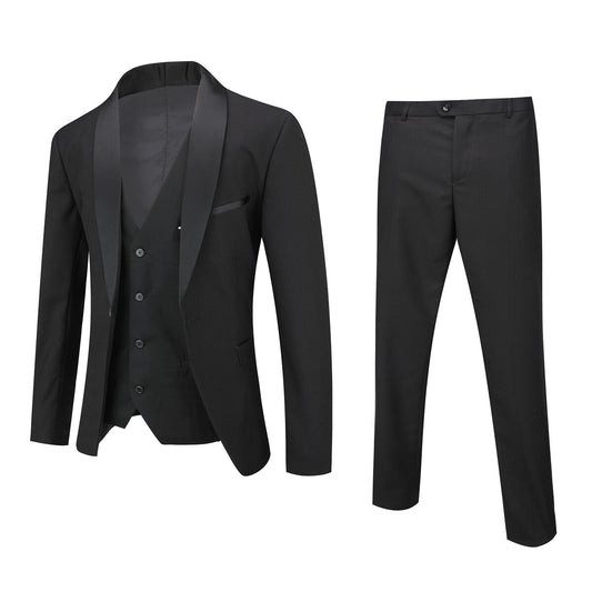 YFFUSHI Mens 3 Piece Formal Shawl Lapel Slim Dress Suit Set