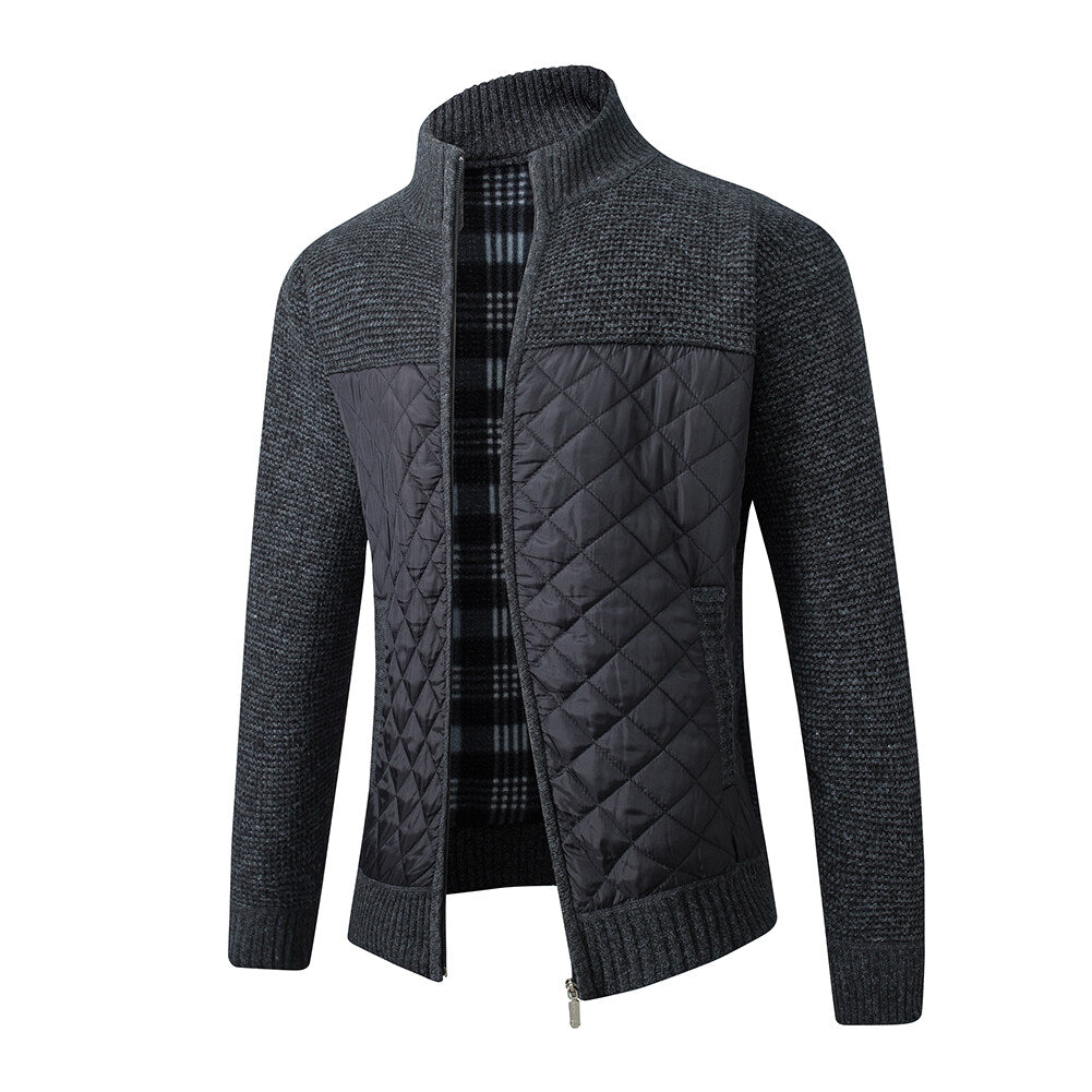 YOUTHUP Mens Stand Collar Pullover Sweater Slim Fit Knit Jacket