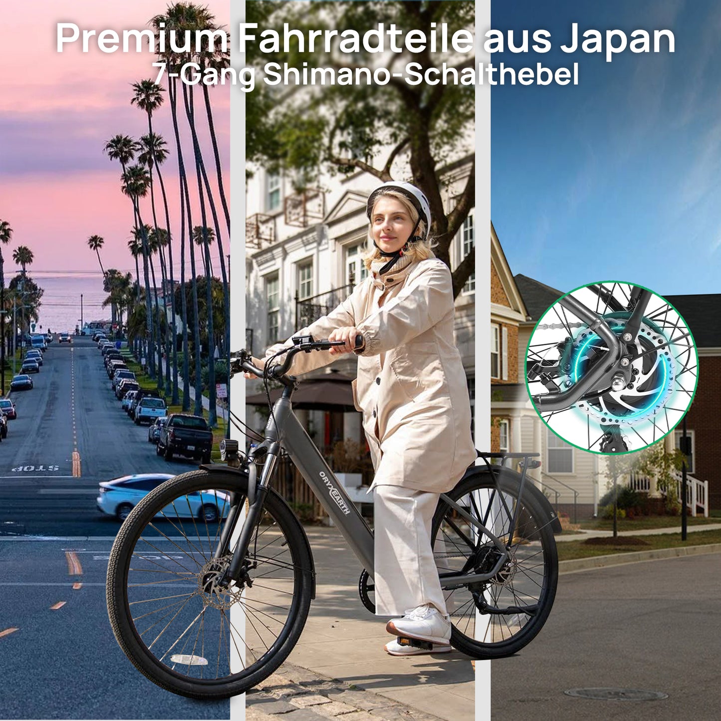 Bicicleta Elétrica Oryxearth 250W-SHIMANO7V (rodas de 27,5 cm - alumínio cinza brilhante)