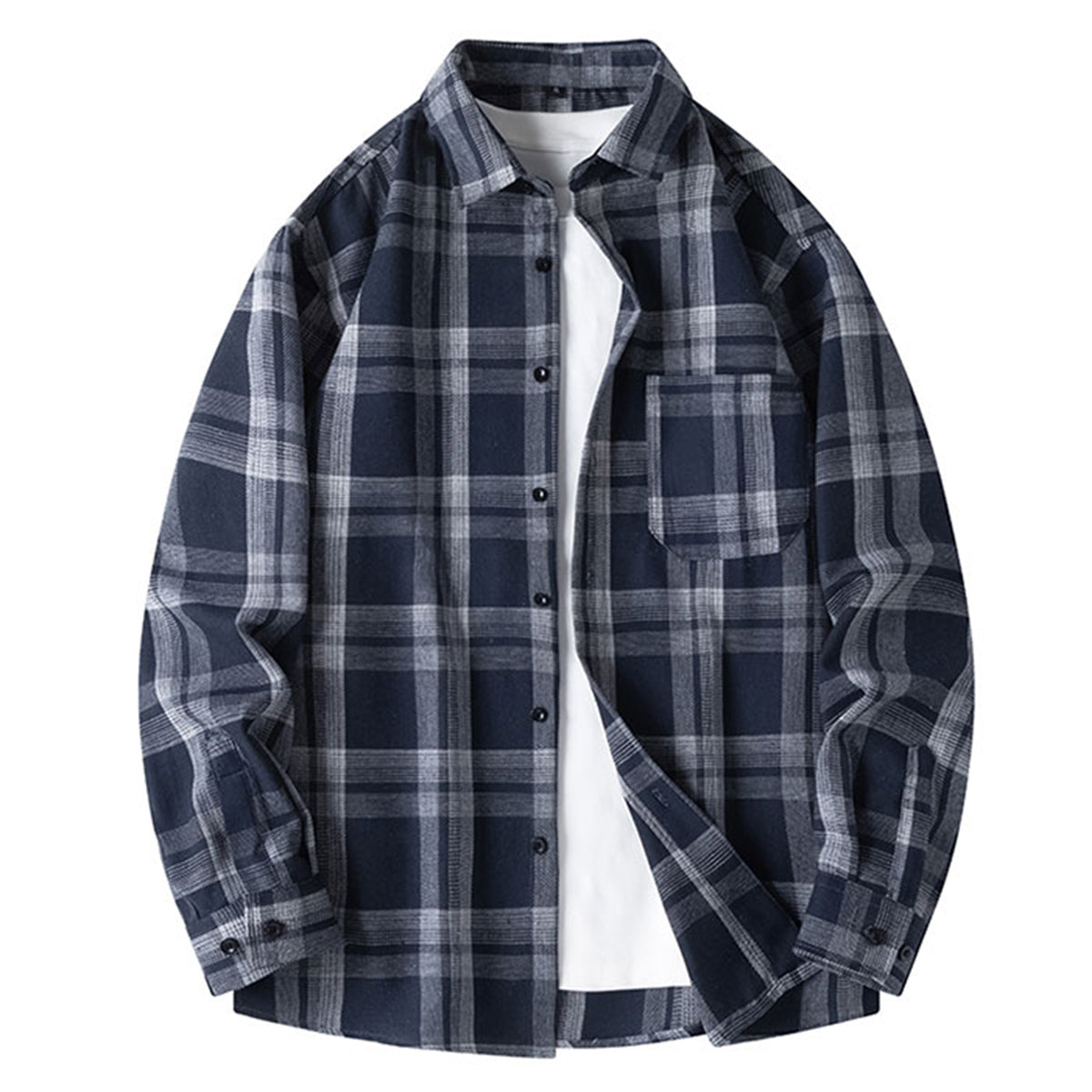YOUTHUP Mens Plaid Long Sleeve Classic Cotton Shirt