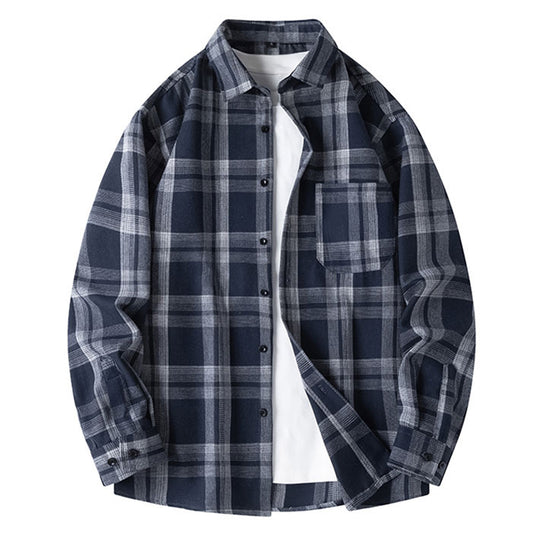 YOUTHUP Mens Plaid Long Sleeve Classic Cotton Shirt