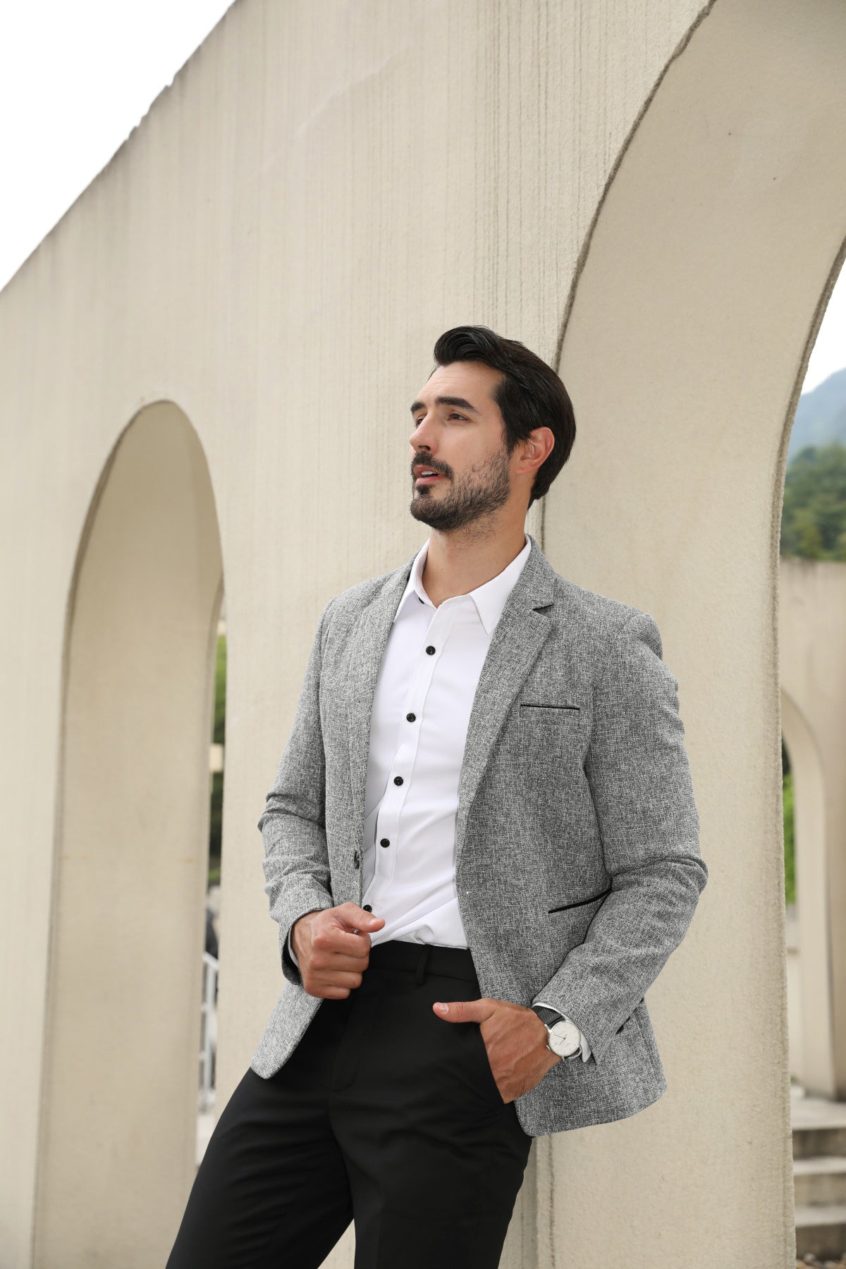 Cloudstyle Men's Suit Jacket One Button Slim Fit Sport Coat Business Daily Black Blazer