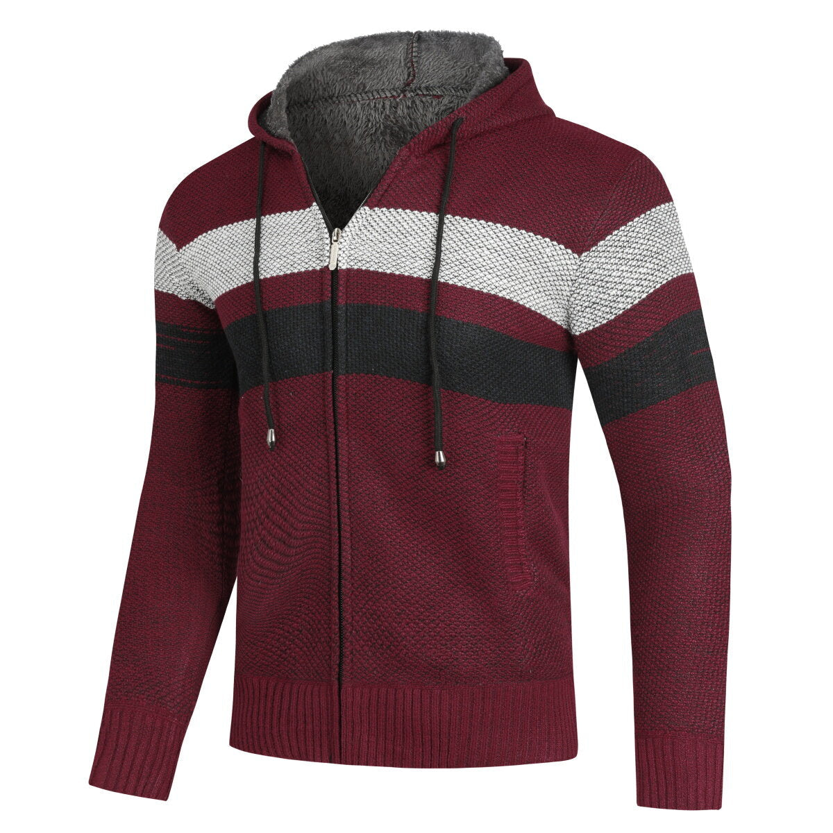 YFFUSHI Mens Knitted Sweater Hooded Zip Cardigan