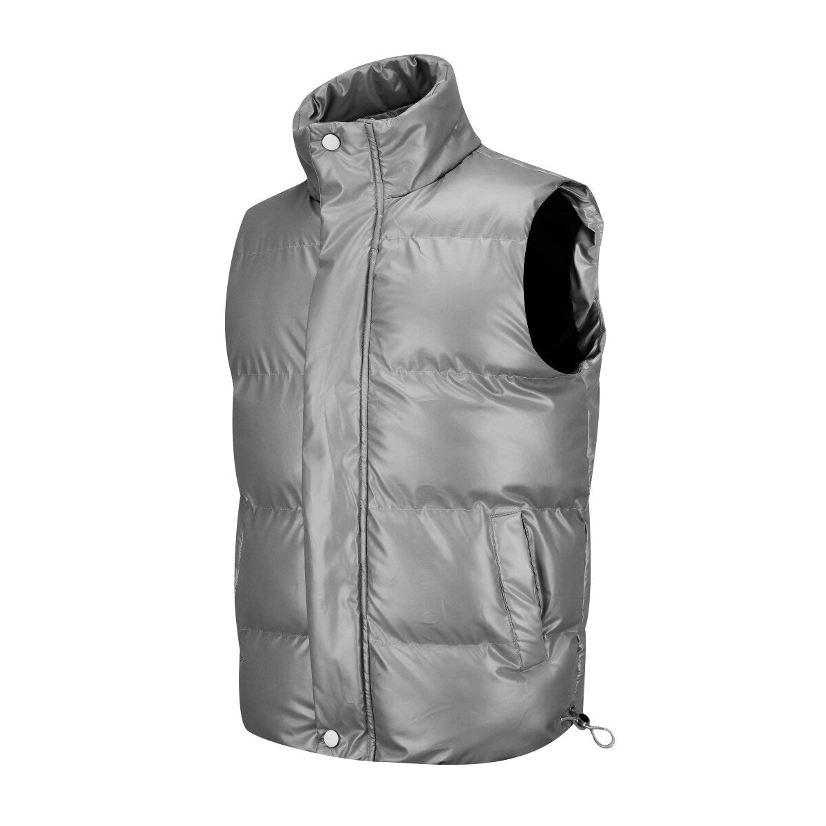YFFUSHI Mens Shiny Padded Vest Casual Stand Collar Windproof