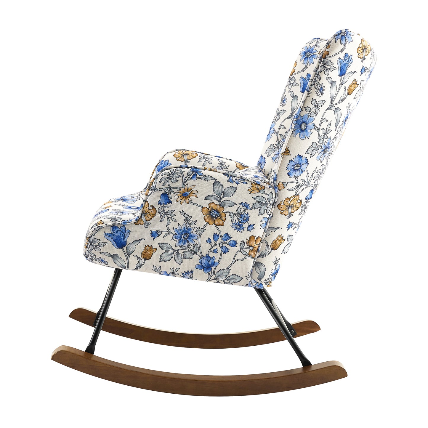 Fauteuil à bascule floral - Oscillant métal/bois massif - Style rétro Relaxchair