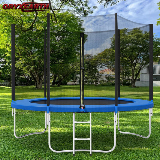 Trampoline de Jardin Enfants et Adultes Jeux d'Extérieur 305 cm Noir et Bleu Avec Filet de sécurité Couverture de protection
