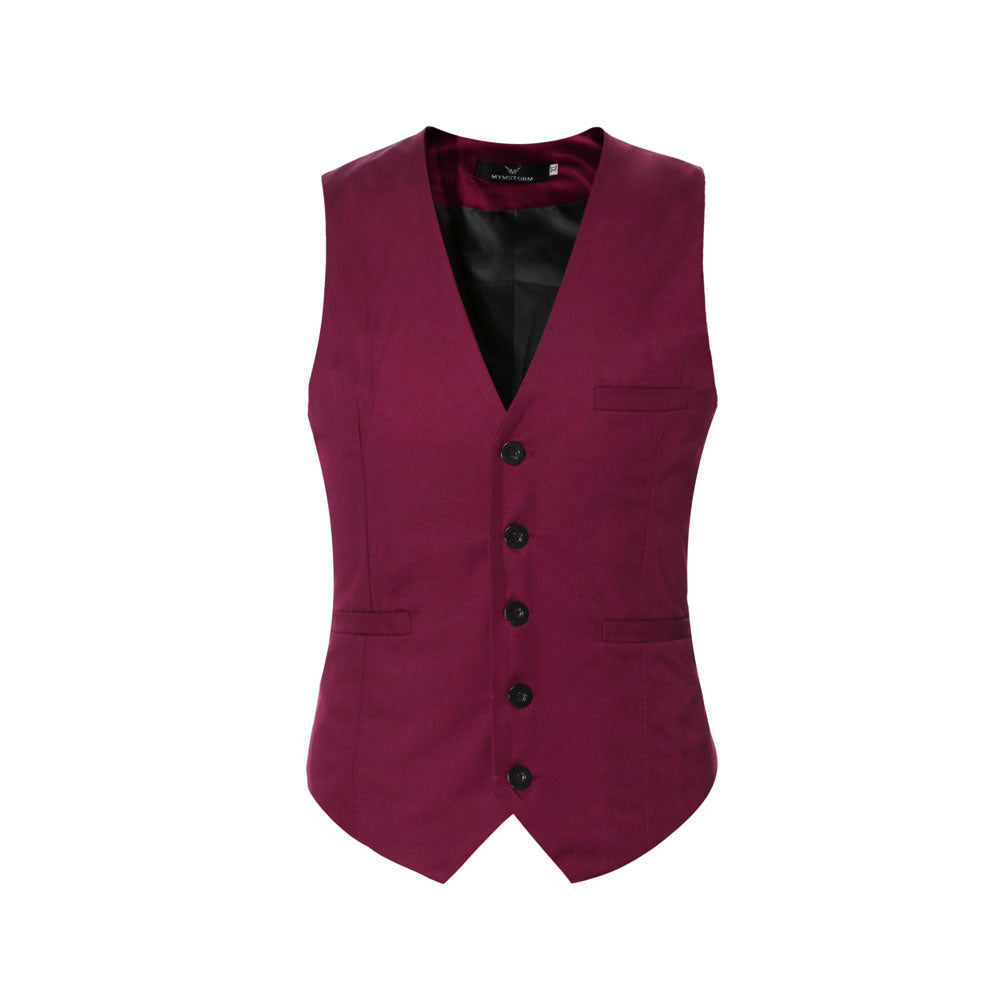 Cloudstyle Mens Suit Vest Slim Fit Dress Business Casual Waistcoat 5 Button V-Neck Vest