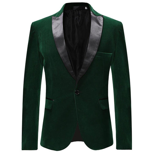 YFFUSHI Mens Party Prom Formal Peaked Lapel Velvet Dress Jacket