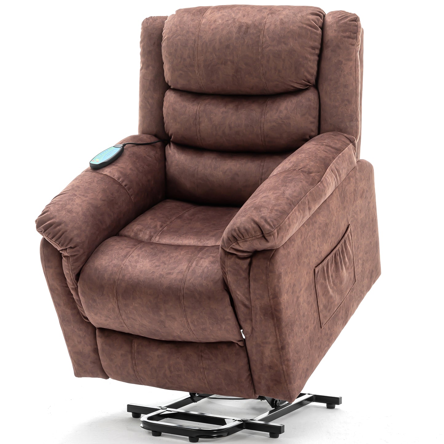 Fauteuil releveur électrique en cuir PU Best Choice Products, fauteuil de massage inclinable, meuble réglable pour le dos, pieds avec 3 positions, port USB, chauffage, porte-gobelets, bouton latéral facile d'accès