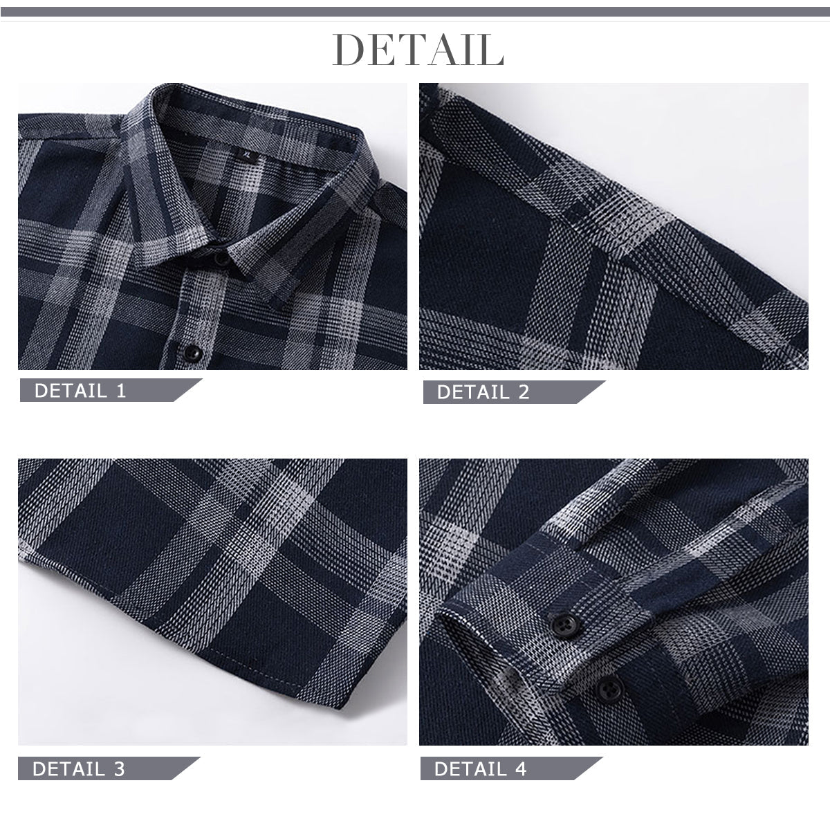 YFFUSHI Mens Plaid Long Sleeve Classic Cotton Shirt