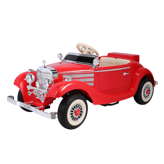 Carro elétrico retro para crianças - ORYXEARTH - Vermelho - Bateria 12V - Velocidade 3-6 km/h