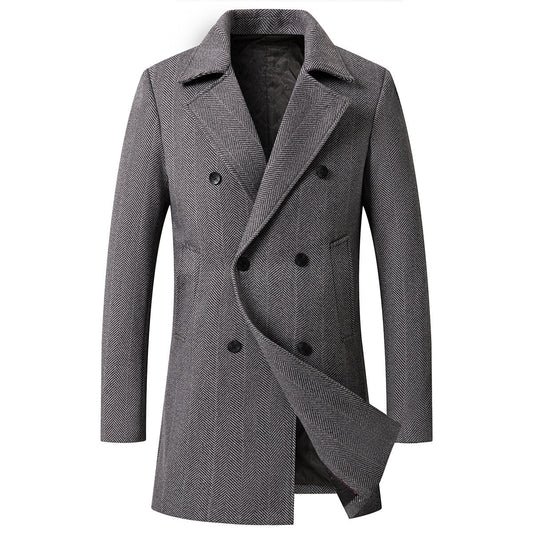 YFFUSHI Mens Casual Windproof Double Breasted Lapel Collar Wool Coat