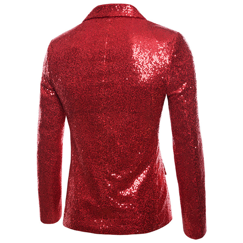 Cloudstyle Mens One Button Sequin Dress Suit Jacket Party Festival Tuxedo Sport Coat