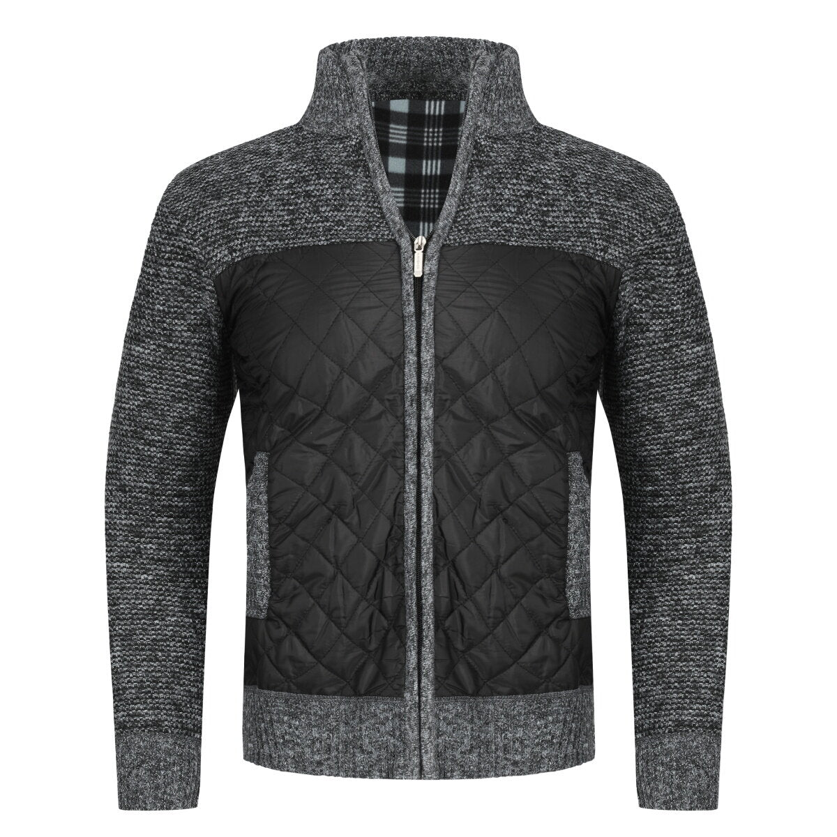 YOUTHUP Mens Stand Collar Pullover Sweater Slim Fit Knit Jacket