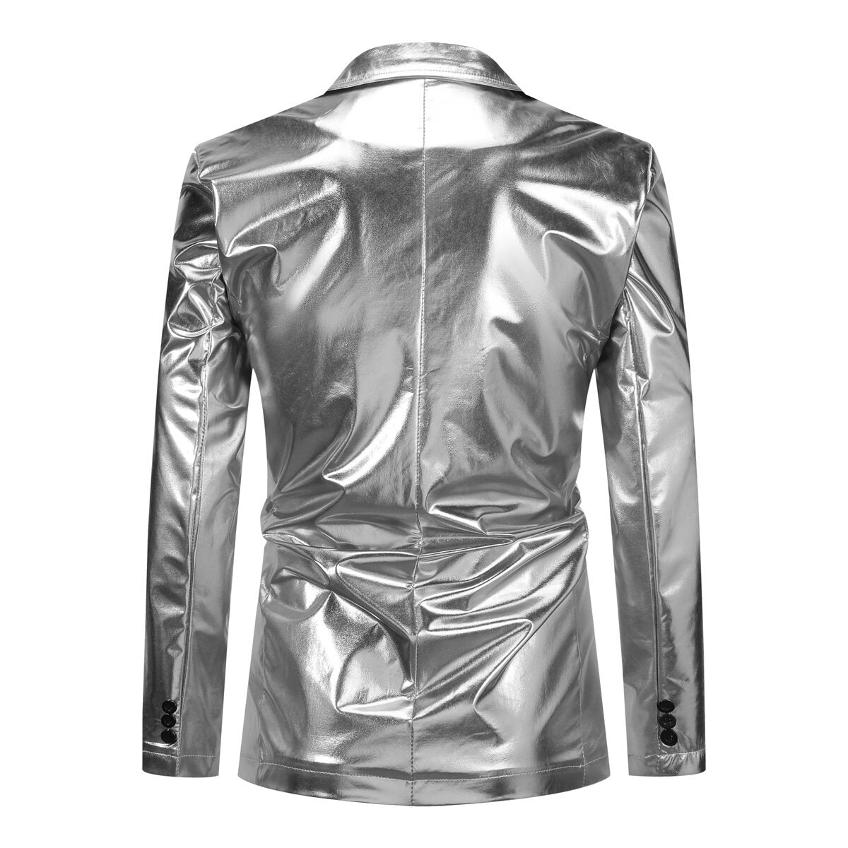 YFFUSHI Mens 2Pce Suit Glossy Shiny Tuxedo Waterproof Blazer and Pants