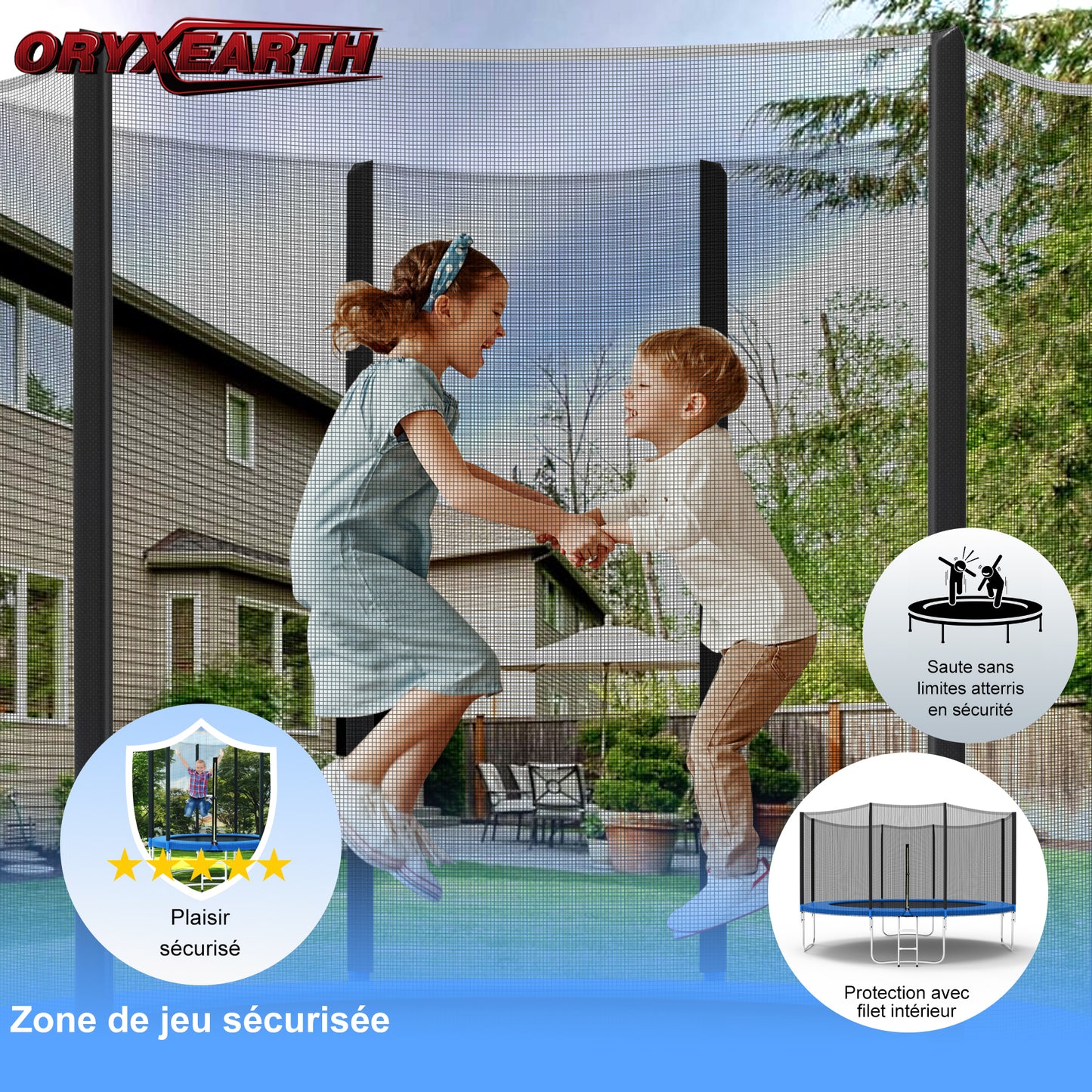 TRAMPOLINE GÉANT 427 CM AVEC FILET DE SÉCURITÉ - JARDIN - ANTI-CORROSION - ENFANTS/ADULTES