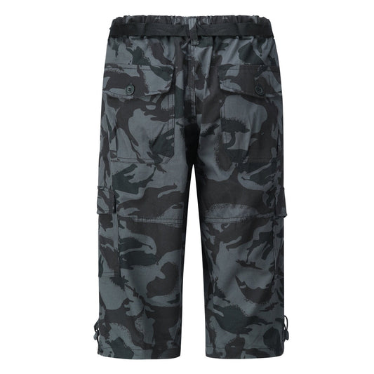 Mens Capri Pants Summer Casual Sports Cargo Multi-Pocket Shorts