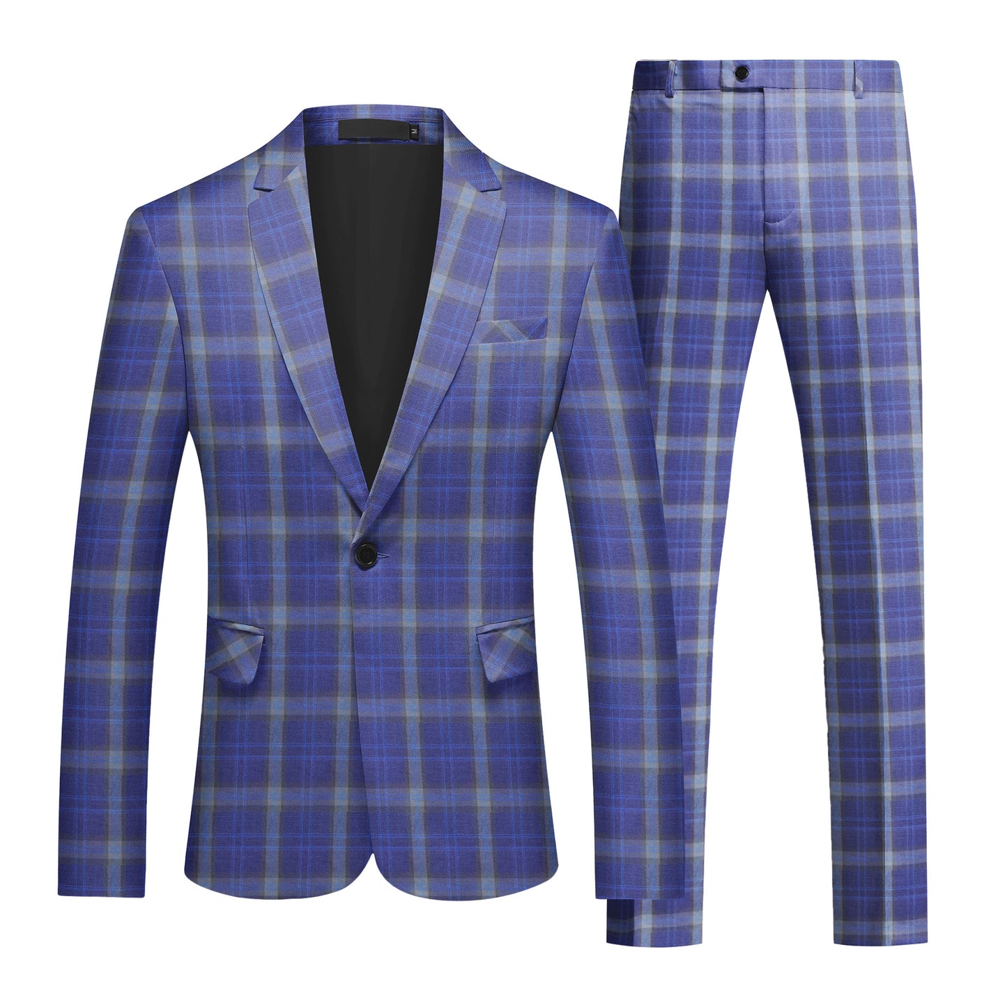 Cloudstyle Mens 2 PCS Plaid Suits Slim Formal Suit Checkered Holiday Blazer Jacket Pants