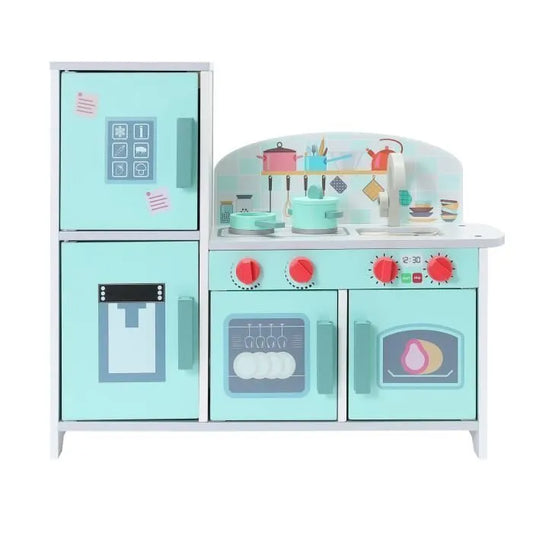 Cocina infantil multifuncional 5 en 1 ORYXEARTH - Verde - 47,8 x 17 x 40,3 cm - 3,35 kg - Madera