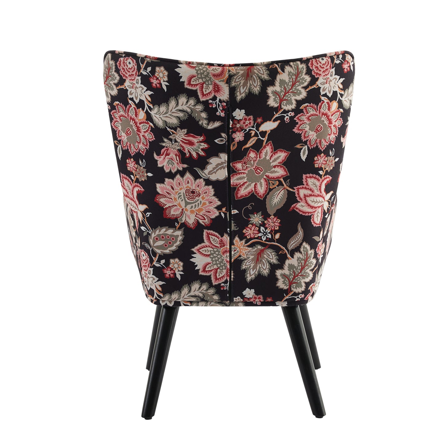 Poltrona HOMEMIYNcom Almofada e Banco ( 76x65x94 cm - Linho Falso Pretocom Flores Vermelho）