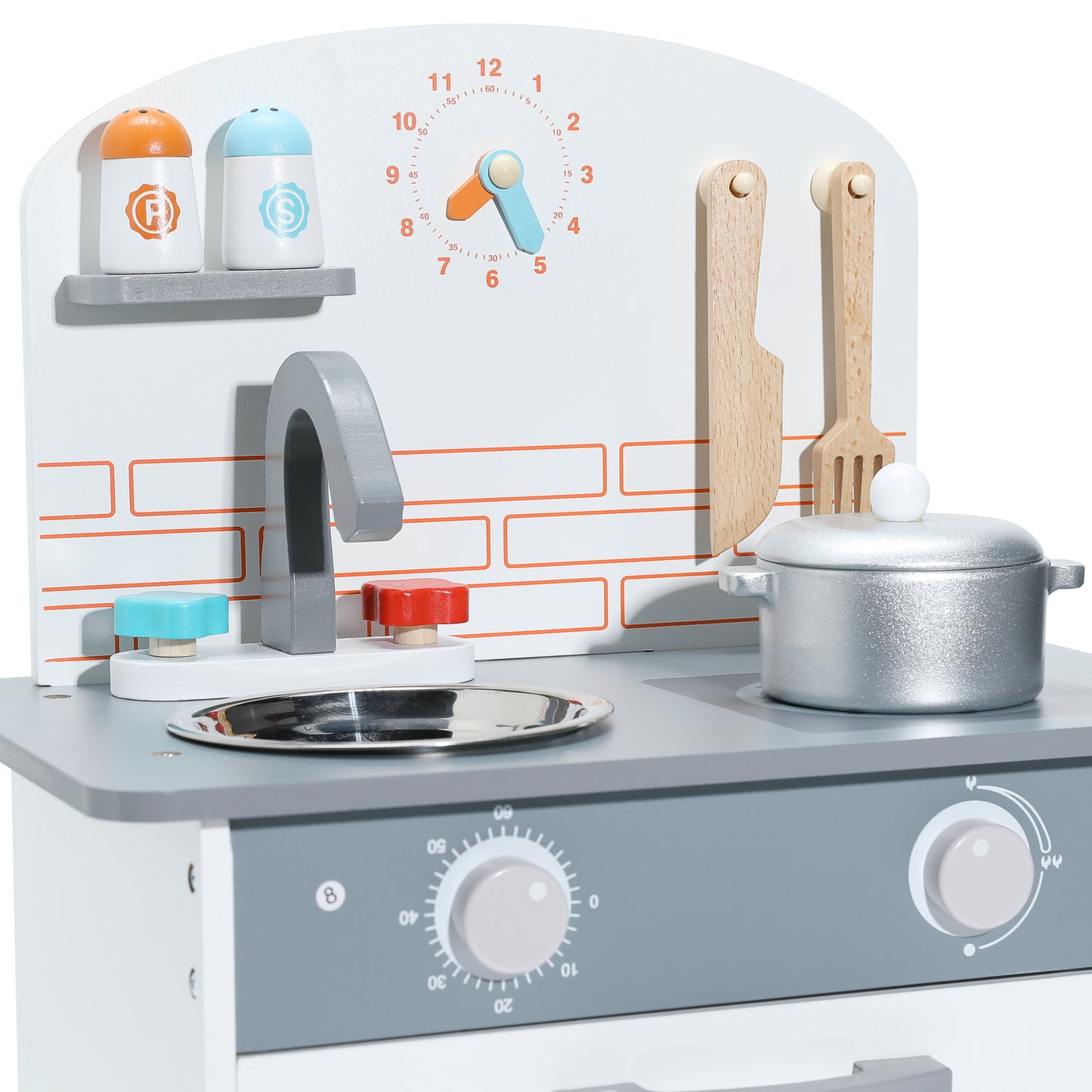 Conjunto de cozinha de canto infantil de brinquedo de madeira HOMEMIYN