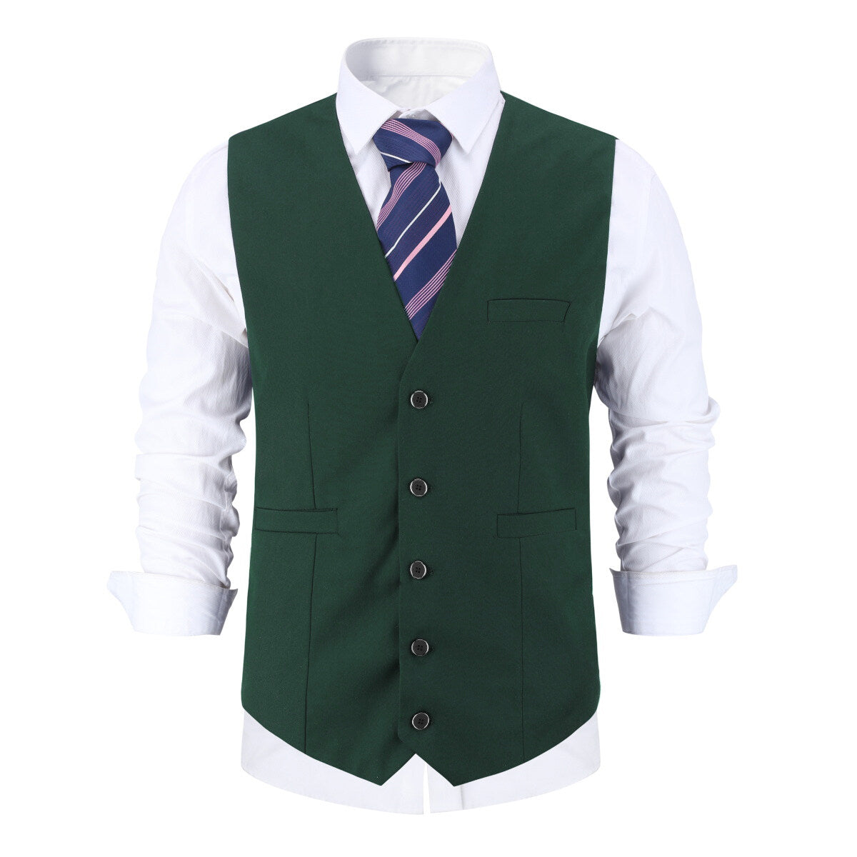 YFFUSHI Mens Business Slim Formal Vest Solid Color Breasted Suit Waistcoat