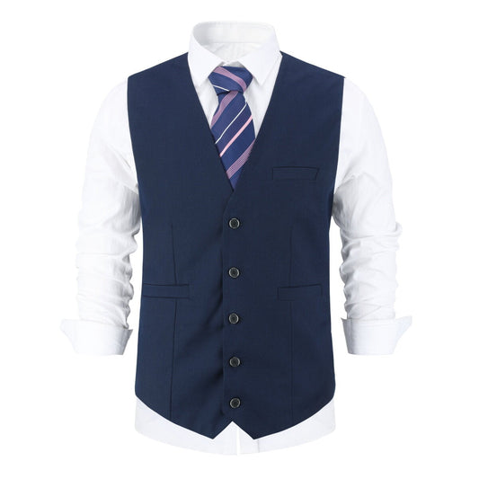 YFFUSHI Mens Business Suit Vest Slim Fit Solid Color Formal Waiscoat