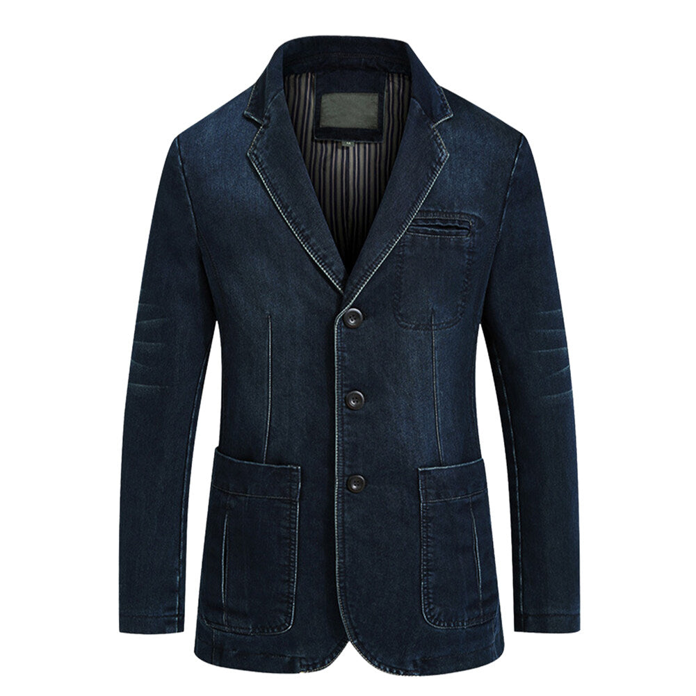 YOUTHUP Mens Suits Jackets Denim Slim Fit Blazer