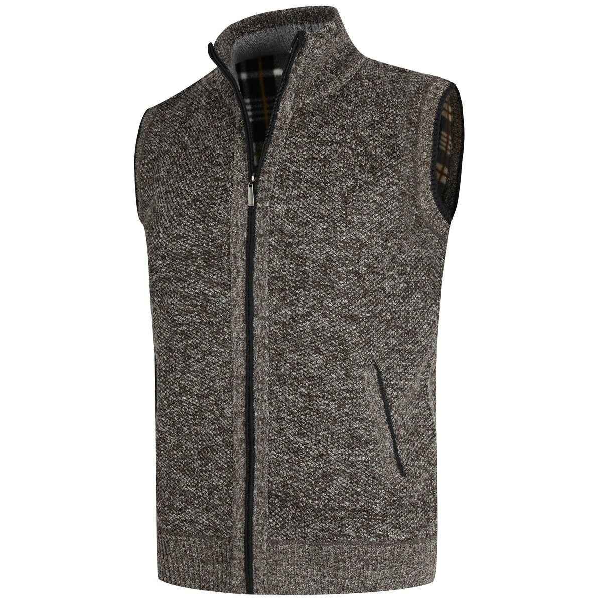 YOUTHUP Mens Knitted Gilet Fleece Lining Quilted Cardigan
