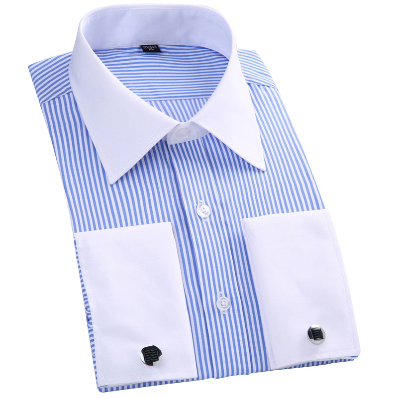 Cloudstyle Men's Dress Shirt Slim Fit Button Down Stripe Checked Shirt