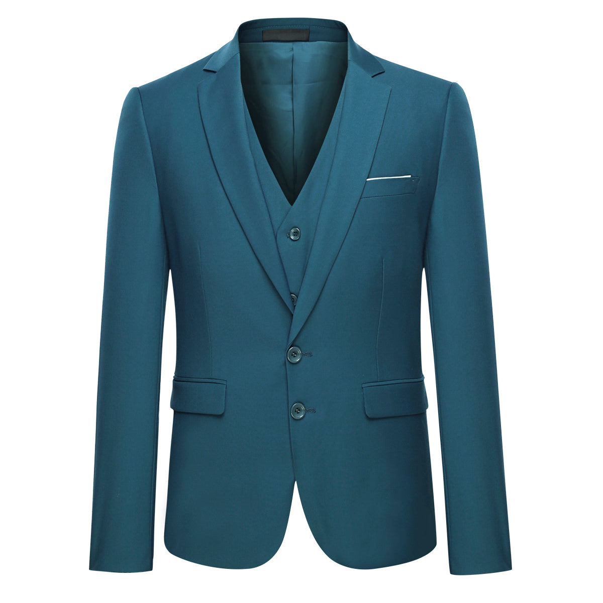 Cloudstyle Men's 3-Piece 2 Buttons Slim Fit Solid Color Jacket Smart Wedding Formal Suit