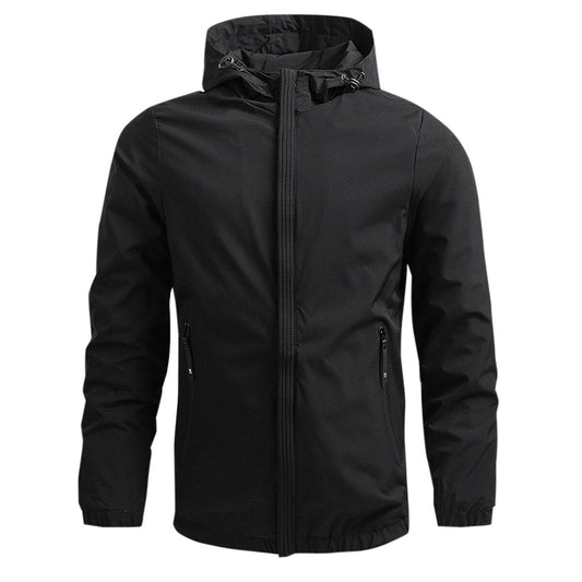 YFFUSHI Mens Outdoor Lightweight Jacket Sports Hooded Stand Collar Waterproof Jacket