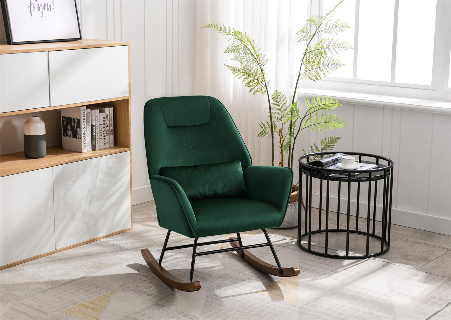 Poltrona de Amamentação HomeMiYN com Apoio Lombar (46x43x86cm - Camurça - verde escuro)