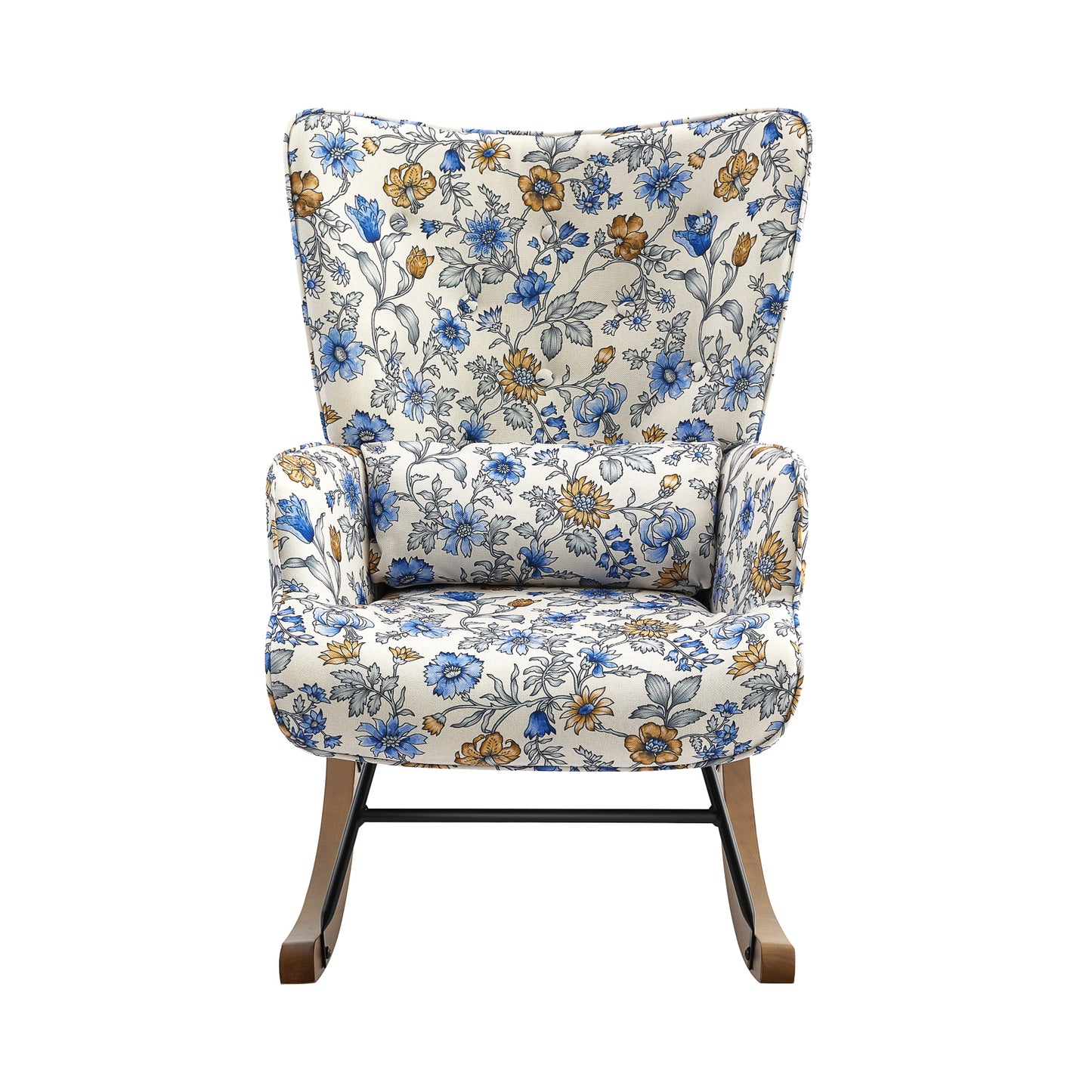 Fauteuil à bascule floral - Oscillant métal/bois massif - Style rétro Relaxchair