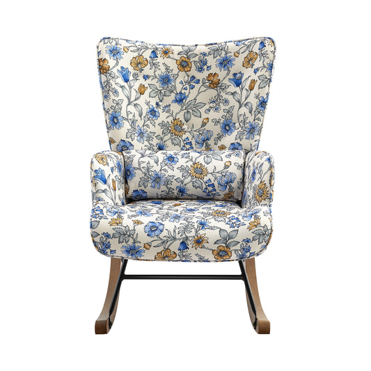 Fauteuil à bascule floral - Oscillant métal/bois massif - Style rétro Relaxchair