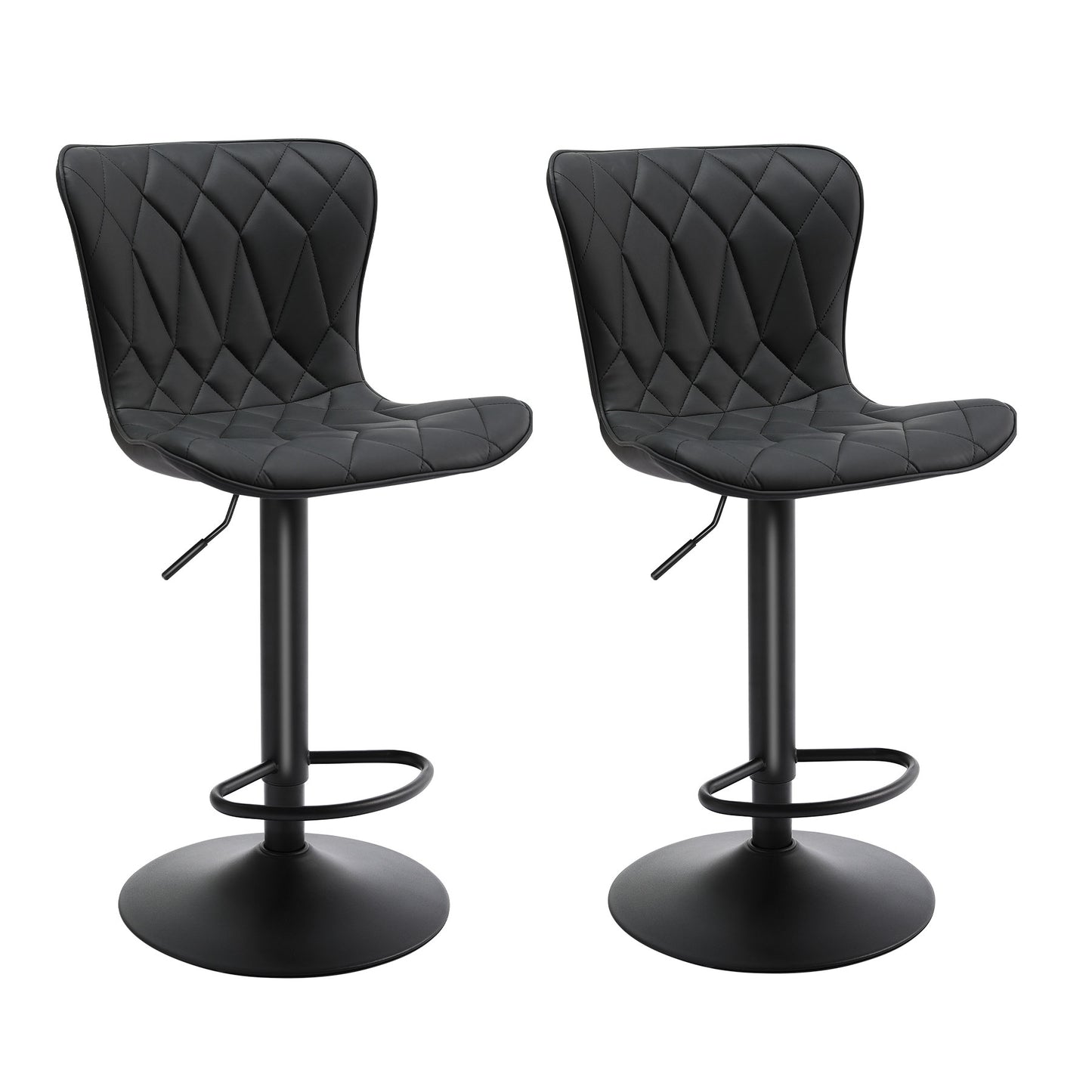 Banco de Bar Ajustável em Pele de Gato com Diamond Quilted*2  HOMEMIYN (53x46x113 cm  - preto)