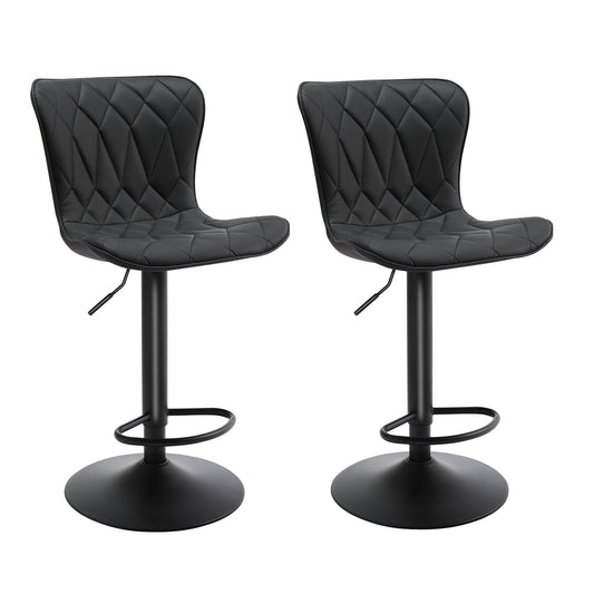 Banco de Bar Ajustável em Pele de Gato com Diamond Quilted*2  HOMEMIYN (53x46x113 cm  - preto)