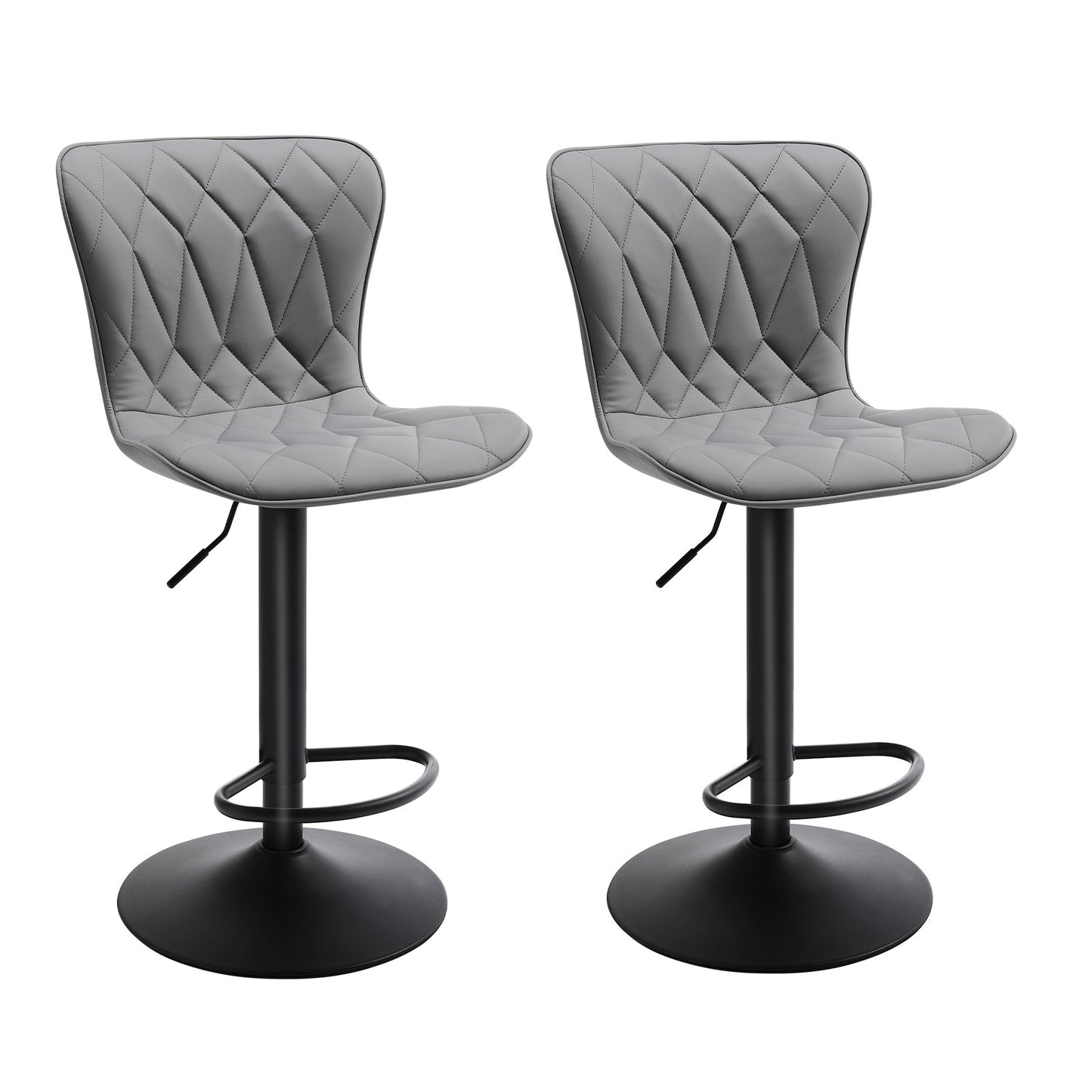 Banco de Bar Ajustável em Pele de Gato com Diamond Quilted*2 HOMEMIYN (53x46x113 cm - grau)