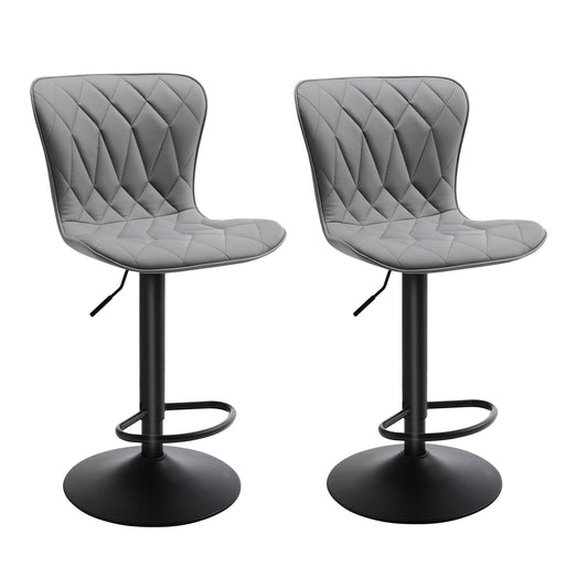 Banco de Bar Ajustável em Pele de Gato com Diamond Quilted*2 HOMEMIYN (53x46x113 cm - grau)