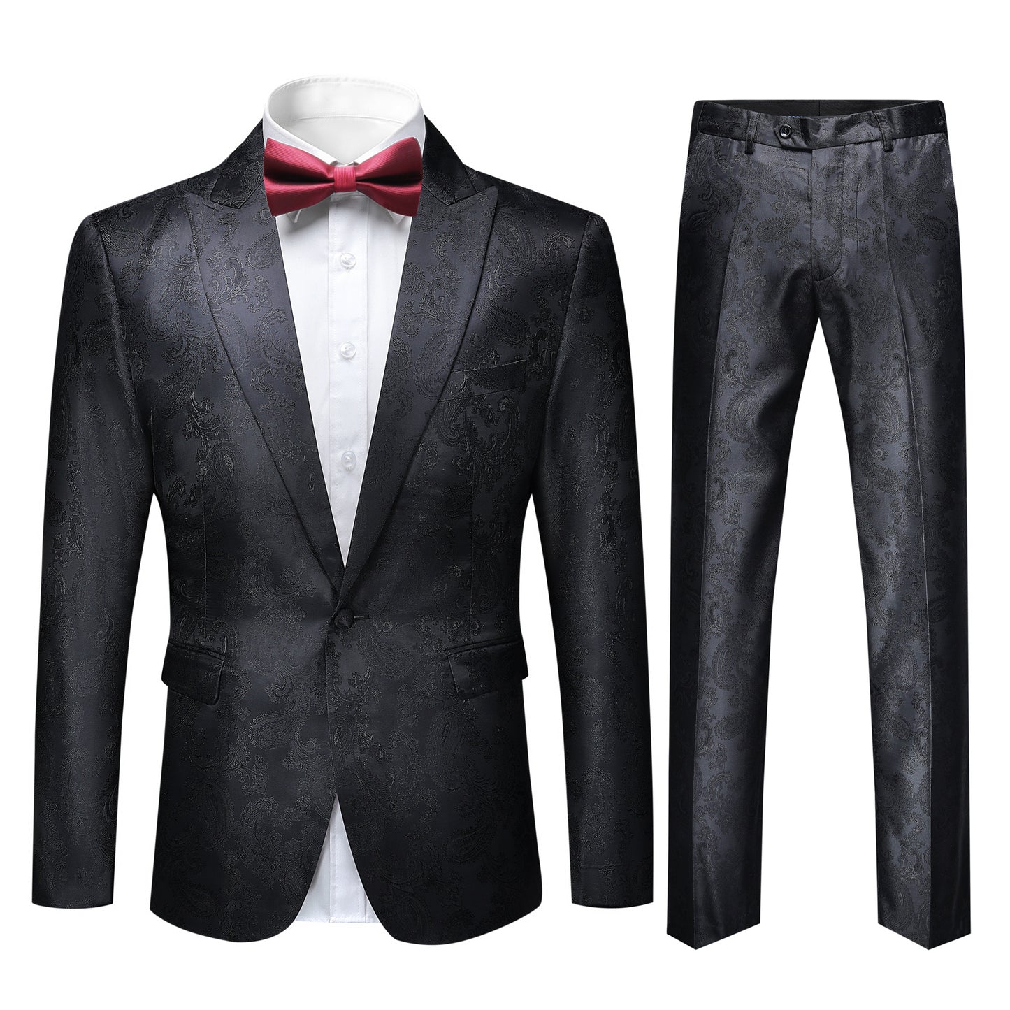 Cloudstyle Mens 2 Piece Paisley Dress Suit One Button Party Wedding Blazer Pants Sets