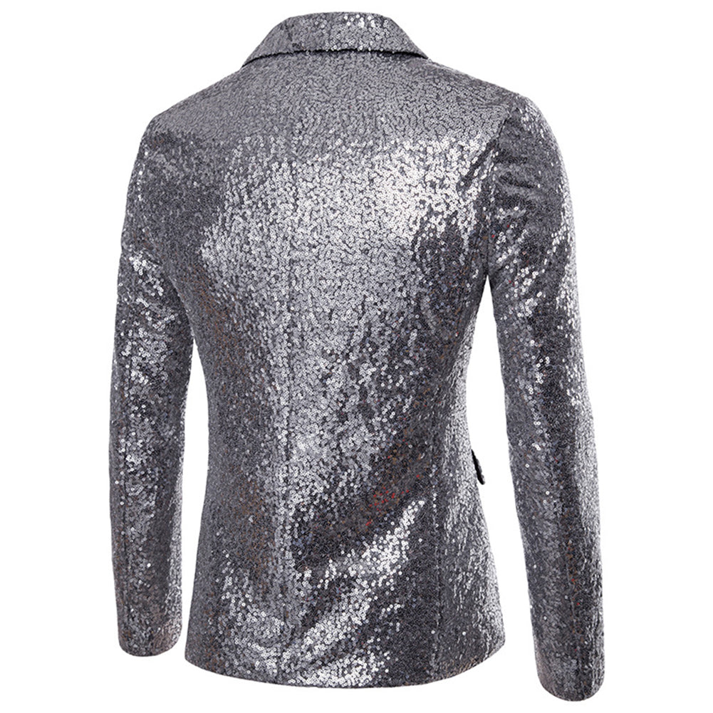 Cloudstyle Mens One Button Sequin Dress Suit Jacket Party Festival Tuxedo Sport Coat