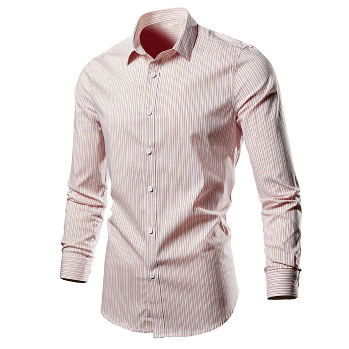 YFFUSHI Mens Striped Shirt Cotton Slim Fit Lightweight Long Sleeve Shirt